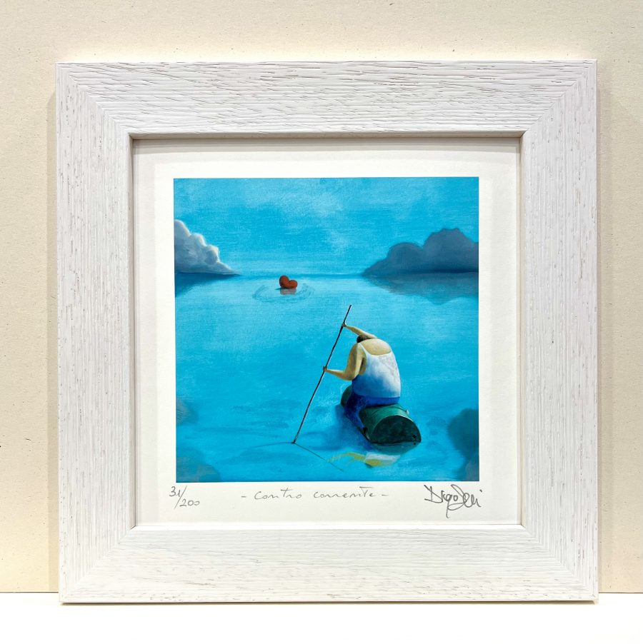 " Contro corrente !  "  cm 19x19  CON CORNICE