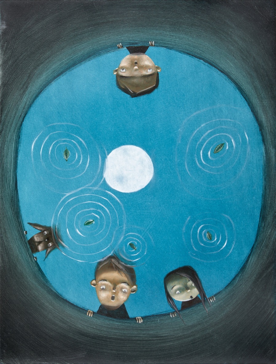 "La luna nel pozzo ! " cm 32x40 con opzione Cornice